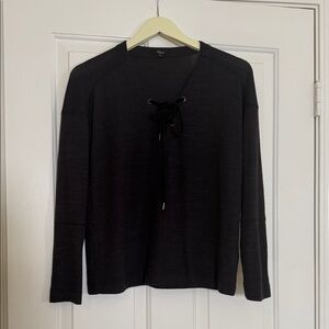 Rails Black Long Sleeve Top with Lace-Up Detail